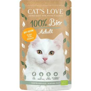 Krmivo pro kočku 12x100g Cat's Love Bio – výhodné balení - kuřecí