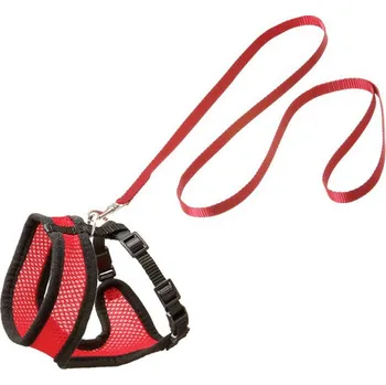 Postroj s vodítkem na kočku FLAMINGO Harms (L) oranžovočerný 1,5x120cm