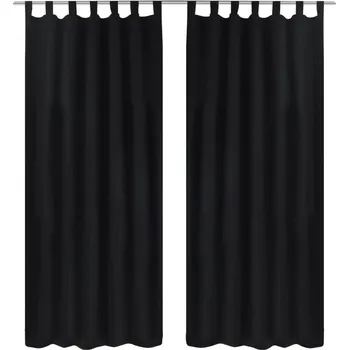 Závěs ZBXL 2 ks černé mikrosaténové závěsy s poutky 140 x 225 cm