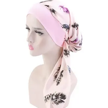 Šátek Šátek na hlavu - růžový s peřím