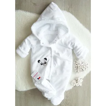 Kojenecká kombinéza AMÁLKA Zateplená kojenecká kombinéza bílá, medvídek panda Velikost: 62-68
