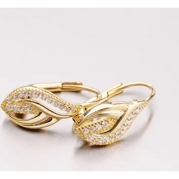 Náušnice Dámské náušnice žluté zlato 585 zirkon 42-32409