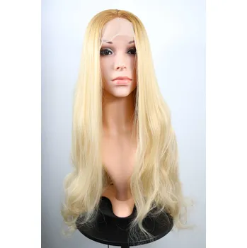 Paruka Bella - lace front blond zrzavá ombré vlnitá paruka