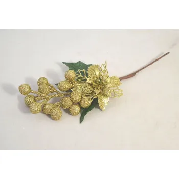 Vánoční dekorace Přízdoba bobule, ván. hvězda zlatá 29 cm