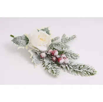 umělá květina Zasněžená růže s větvičkou 29 cm, bílá