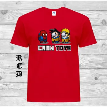 Chlapecké tričko detske-levne-bavlnene-tricko-potisk-Crew-Toys-Among-Us Barva: Red - červená, velikost: 128