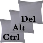 Ctrl Alt Del polštáře - 40 cm x 40 cm - tmavě šedý set 3ks
