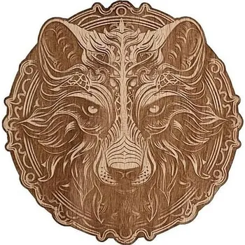 Podtácek imago Dřevěný podtácek Lone Wolf - Hlava vlka