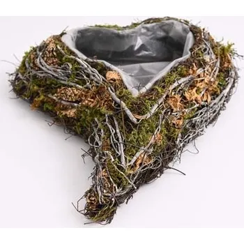 Zahradní dekorace Srdce s mechem a otvorem, prodloužené 8 X 39 X 29 cm