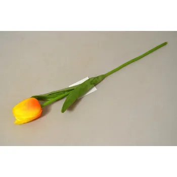 umělá květina Tulipán 1 květ pěnový 32 cm žlutooranžový