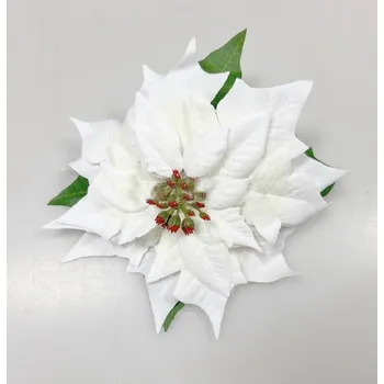 Vánoční dekorace Vánoční hvězda květ ( poinsettia ) 18 cm, bílá