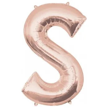 Balónek Amscan / Reithmüller Fóliové písmeno S růžově zlaté, 83 cm