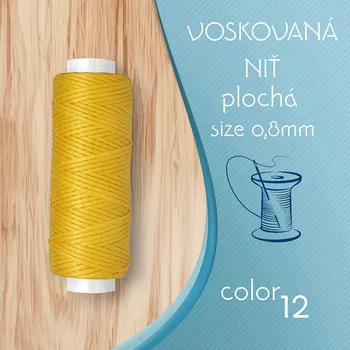 Nit Voskovaná nit 0,8mm PLOCHÁ cívka 30m barva č.12 Yellow