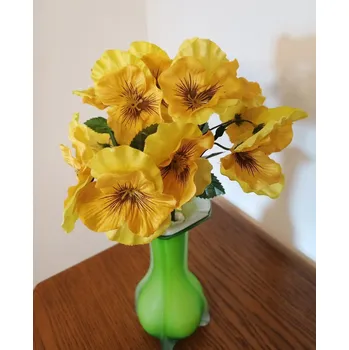 umělá květina Kytice macešek 27 cm žlutá