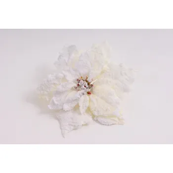 Vánoční dekorace Vánoční hvězda zasněžená 21 cm, krémová