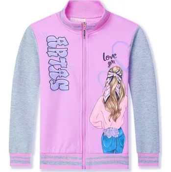 Dívčí mikina lososová/šedá Kugo KB2351