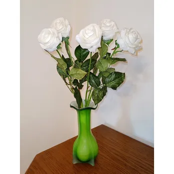 umělá květina Růže Honey jeden květ 42 cm bílá