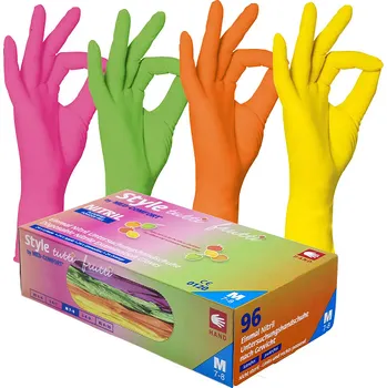 Vyšetřovací rukavice AMPri STYLE nitrilové nepudrované TUTTI-FRUTTI 96 ks Rozměr: L