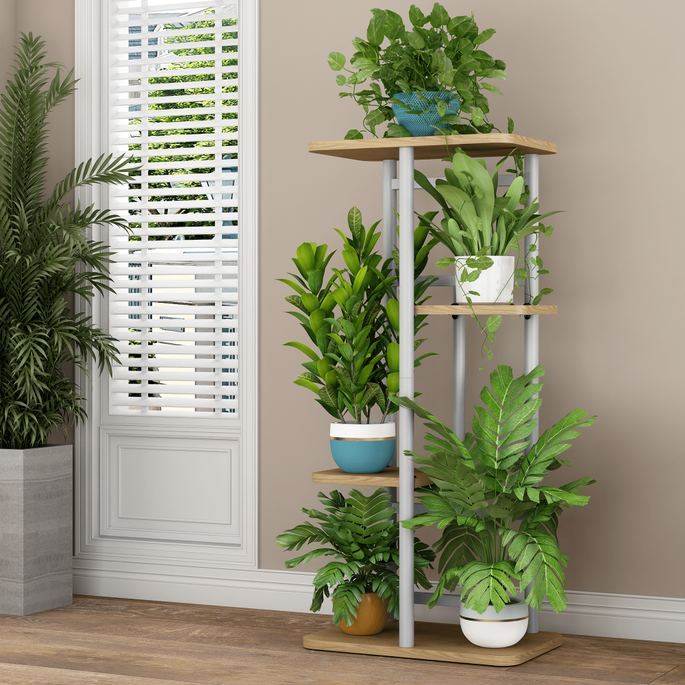 foto Stojan na květiny Tempo Kondela Ledor Typ 1 36 x 23,5 x 74 cm bílý/dub sonoma