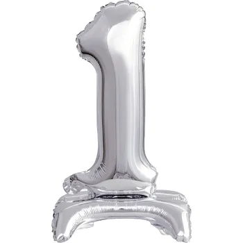 GoDan Fóliové číslo 1 stojící stříbrné, 38 cm