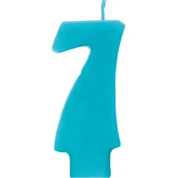 Dortová svíčka PartyDeco Narozeninová svíčka číslo 7 tyrkysová