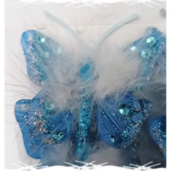 Hračka pro kočku Klips s motýlem 5 cm modrým s peřím