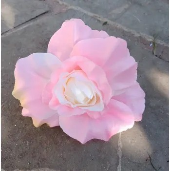 umělá květina Květ růže 10 cm, růžová + blebý střed