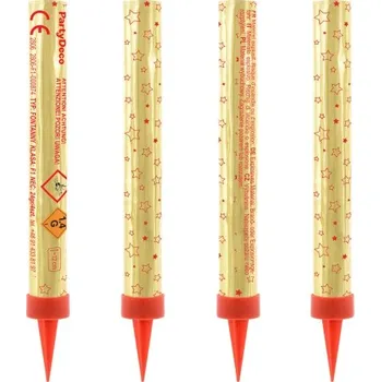 Dortová svíčka PartyDeco Dortové fontány zlaté s červeným potiskem 12 cm, 4 ks