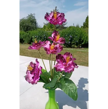 umělá květina Kytice ibišku, 57 cm, fialová