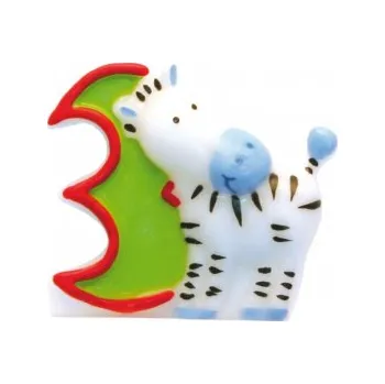 Dortová svíčka Amscan / Reithmüller Narozeninová svíčka číslo 3 džungle