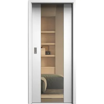 Interiérové dveře SAPELI HARMONIE KOMFORT M40 - CPL LAMINÁT - POSUVNÉ DVEŘE VČ. ZÁRUBNĚ - bílá perla Průchozí šířka (cm): 90, Průchozí výška (cm): 197, Typ skla: Planibel bronz