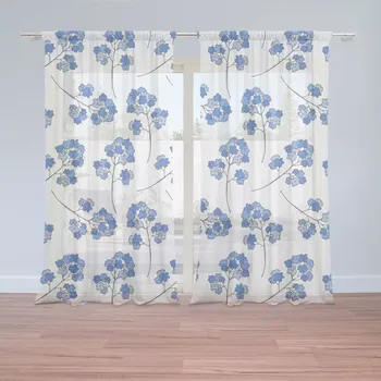 Záclona Záclony Modré kvítí : 2 ks - 150x250 cm - Sablio