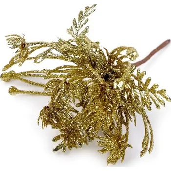 umělá květina Umělá větvička s glitry 15 cm, zlatá