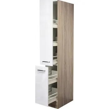 Kuchyňská skříňka Výsuvná potravinová skříň Flex Well Valero šířka 30 cm bílá vysoce lesklá