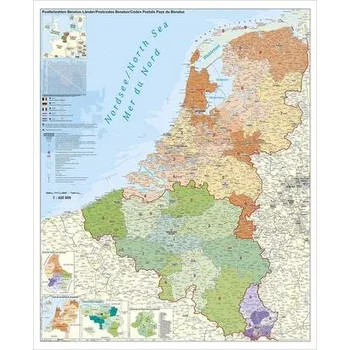Benelux-Länder Postleitzahlen. Wandkarte Poster
