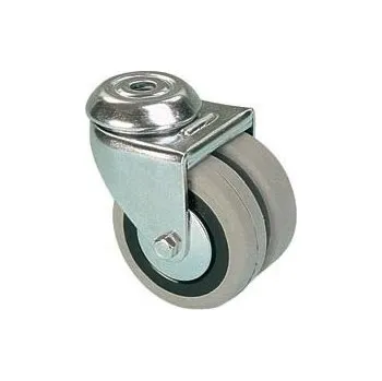 Pojezdové kolečko EGA 2x36/QLP Otočné dvojkolo s šedou pryžovou obručí s otvorem 7120070