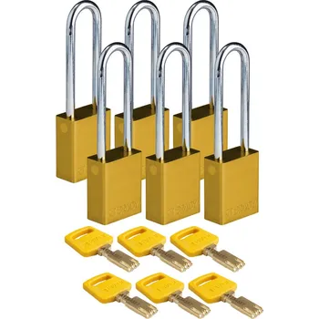 Visací zámek Visací zámky SafeKey, z hliníku, BJ = 6 ks, výška třmenu 76,20 mm, žlutá