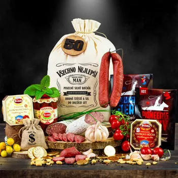 Dárkový potravinový koš Pytel Masožravec + odeslání do 48 hodin, + doprava zdarma