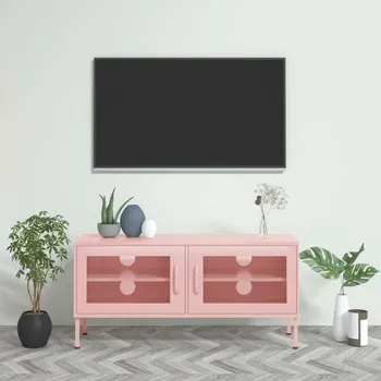 Televizní stolek vidaXL TV skříňka 105 x 35 x 50 cm ocel [336238] Barva: Růžová
