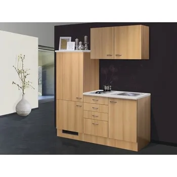 Kuchyňská linka Rovná kuchyňská linka se spotřebiči Flex Well Nano 160 cm barva čela buk matná barva korpusu buk