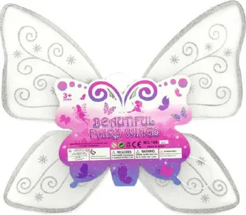 Karnevalový doplněk Teddies Křídla motýlí nylon 49 x 43 cm bílá