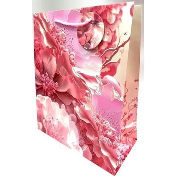 Set školních potřeb Torebka ozdobna matowa 26x32x12cm różowe kwiaty