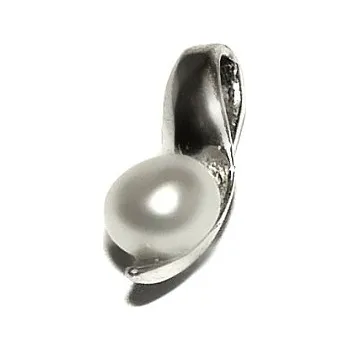 Přívěsek Stříbrný přívěsek přírodní perla bílá 4 mm - P1104 (Stříbrný přívěsek s přírodní perlou)