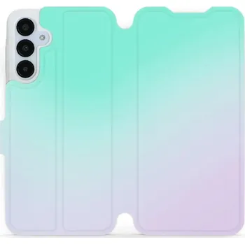 Pouzdro na mobilní telefon Flipové pouzdro Mobiwear - Samsung Galaxy A25 5G - VP63S Mátový a fialový odstín (Knížkové flip pouzdro, obal, kryt na mobil Samsung Galaxy A25 5G - VP63S Mátový a fialový odstín, materiál Umělá kůže + TPU - ochrana 360°, stojánek, silikonová vanička,)