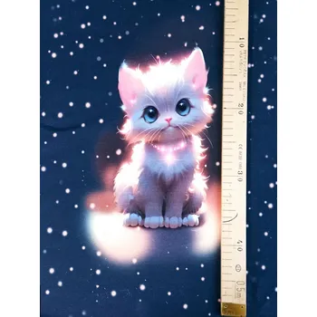 Panel - Teplákovina Kočička s růžovým obojkem