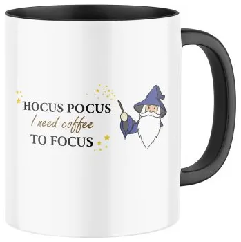 Keramický hrnek s potiskem Hocus pocus, I need coffee to focus