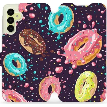 Pouzdro na mobilní telefon Flipové pouzdro Mobiwear - Samsung Galaxy A15 / A15 5G - VP19S Donutky (Knížkové flip pouzdro, obal, kryt na mobil Samsung Galaxy A15 / A15 5G - VP19S Donutky, materiál Umělá kůže + TPU - ochrana 360°, stojánek, silikonová vanička, magnetické zavírání)