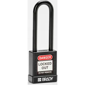 Visací zámek Visací zámky, hliníkové pouzdro, nylonová ochrana, BJ = 6 ks, výška třmenu 75 mm, černá