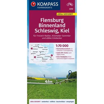 KOMPASS Fahrradkarte 3310 Flensburg Binnenland, Schleswig, Kiel 1:70.000
