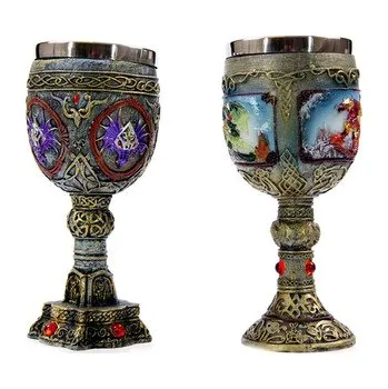 Dekorativní číše Drak, kovová malovaná